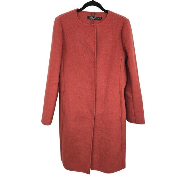 Lauren Ralph Lauren Belted Double-Face Wool Blend Coat Burnt Orange Size XS - Picture 2 of 11